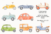 Watercolor race and retro car set, a Transportation Illustration by Watercolor Nastasia Art (Thumbnail 2 of 5)