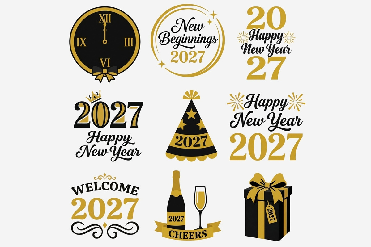 2027 New Year PNG Bundle, an Emoji Icon by Tanya Kart (Photo 8 of 10)