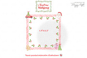 Christmas Mahjong watercolor clipart, a Seasonal Illustration by TheHappyGiftArt (Thumbnail 5 of 8)