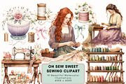 Oh Sew Sweet Sewing Clipart, an Illustration by NadiaTheronArt (Thumbnail 1 of 5)