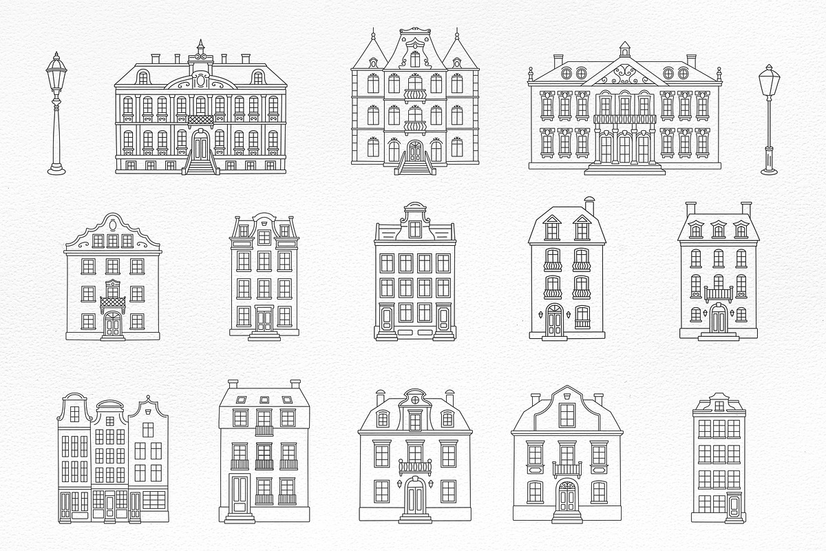 Houses line illustration set, an Object Illustration by NatalieArtShop (Photo 4 of 11)