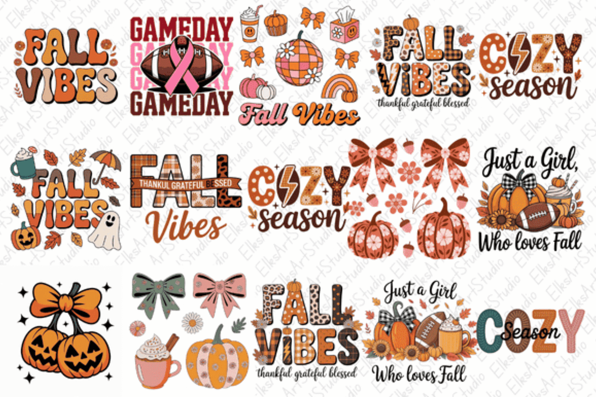 Fall Clipart Sublimation Bundles, a Decorative Illustration by Dizzy Art Studio (Photo 2 of 2)