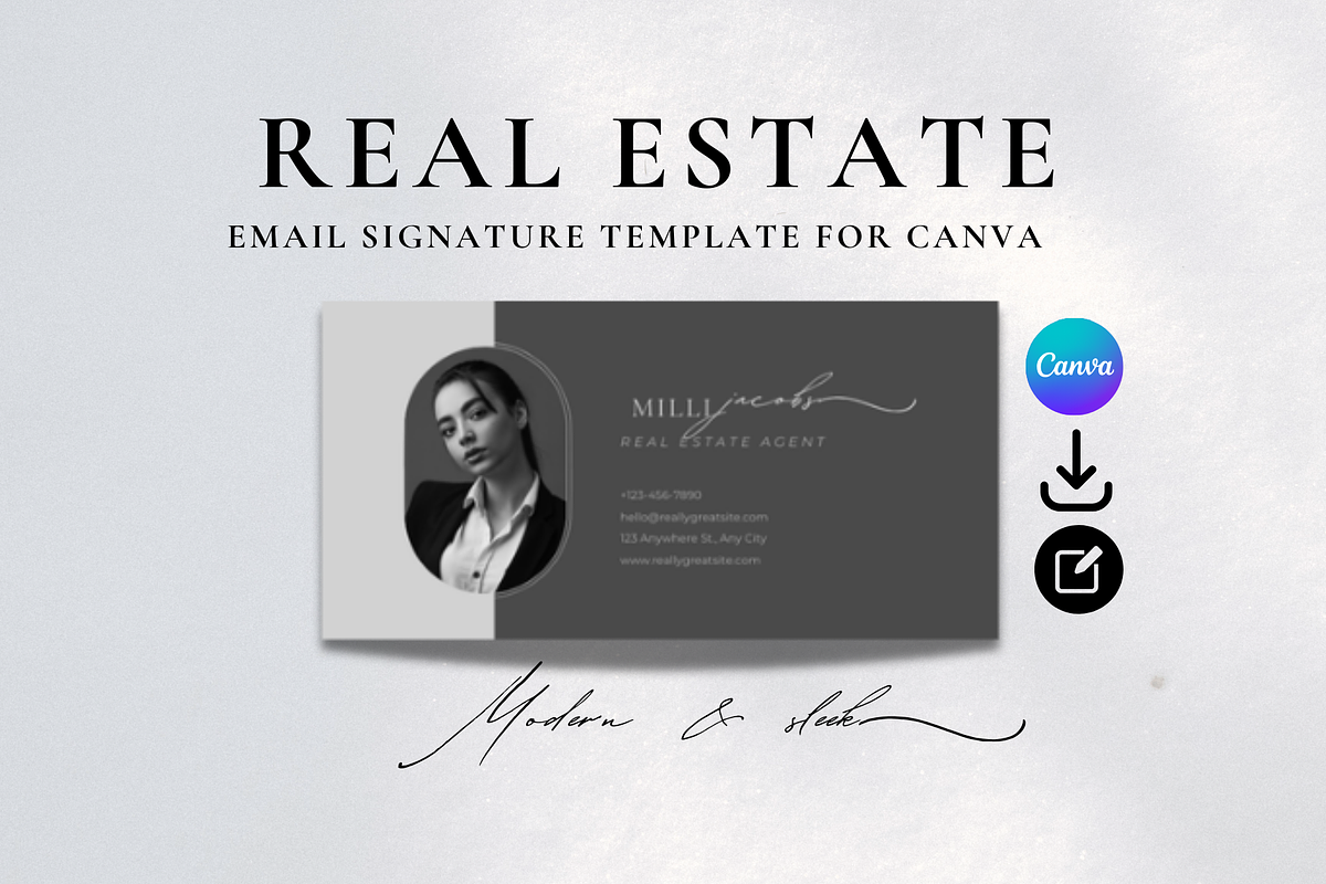 Real Estate Email Signature Template, an Email Template by Modernastic - Canva (Photo 1 of 8)