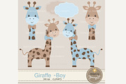 Giraffe Boy Digital Paper & Clipart, a Pattern Graphic by JennyL Designs (Thumbnail 2 of 5)
