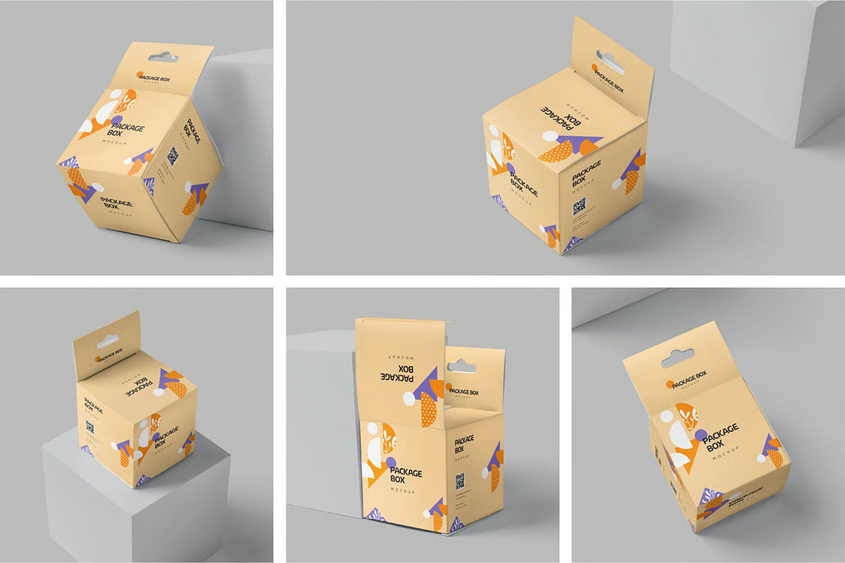 Square Hanging Box Mockups, a Packaging Mockup by megostudi0 (Photo 1 of 7)