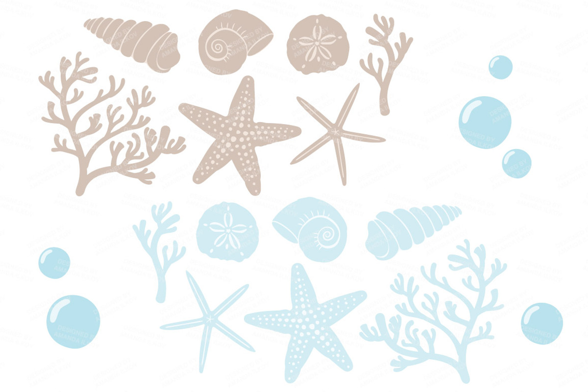 Soft Blue Vector Seashells, an Illustration by Amanda Ilkov (Photo 5 of 5)