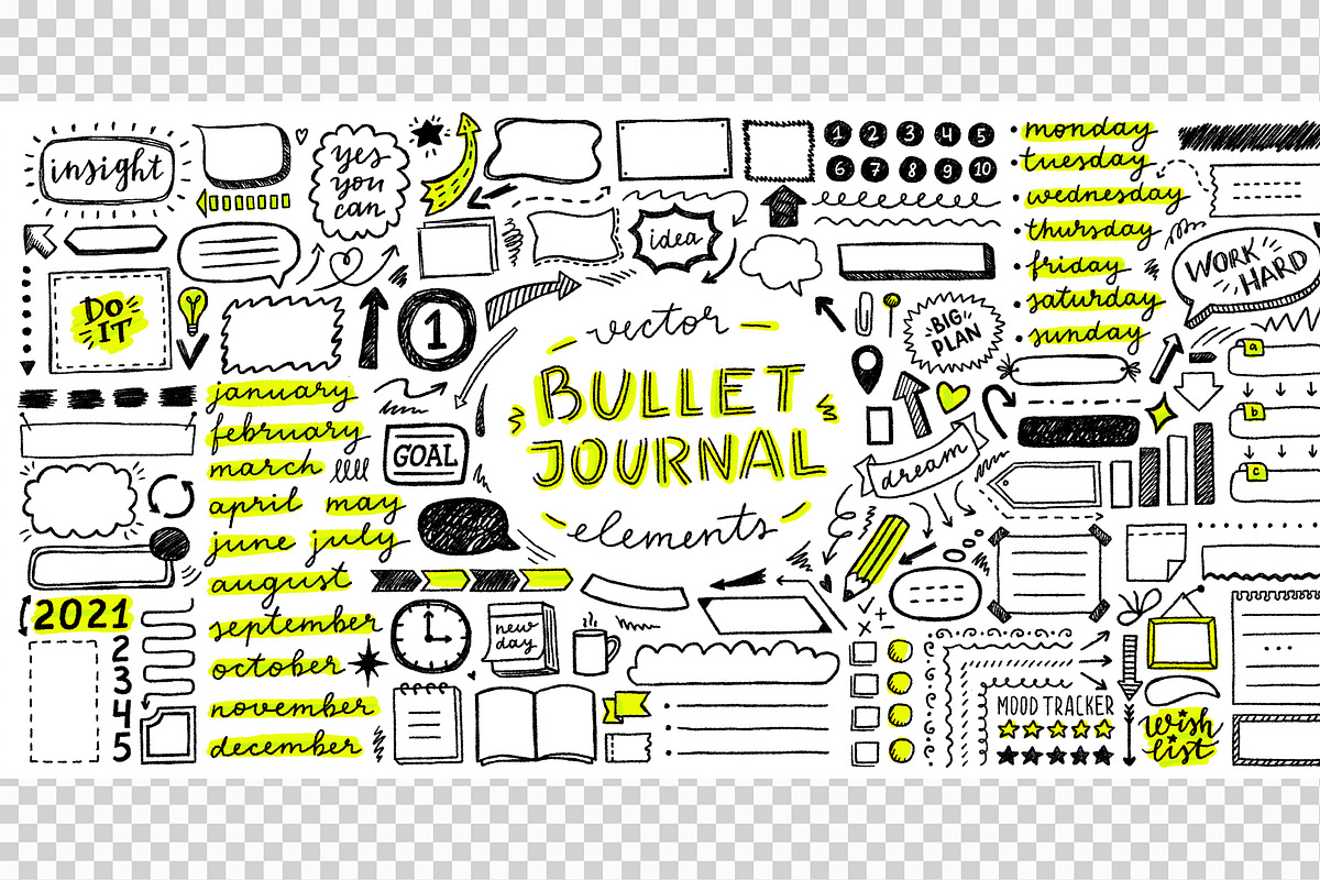 Bullet Journal vector + png, a Decorative Illustration by redcollegiya design (Photo 2 of 3)