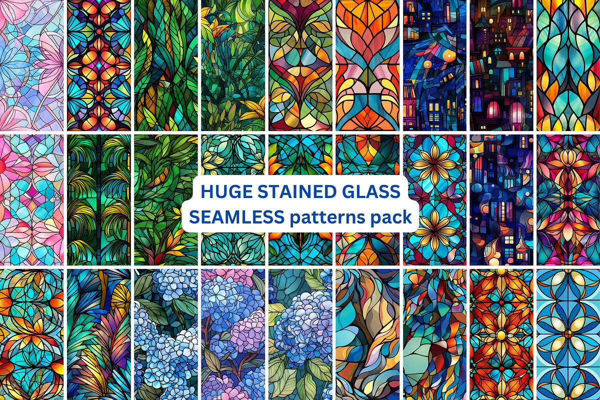 100+ Stained Glass Seamless Patterns, a Background Graphic by mkStudioLab
