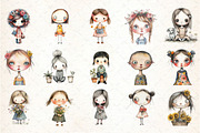 Flowers Girls Clipart Bundle, an Illustration by DreamCafeArt (Thumbnail 2 of 8)