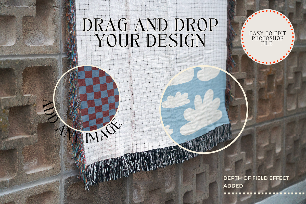 Woven Throw Blanket Mockup - Bundle, a Household Mockup by VisualGrid (Photo 5 of 10)