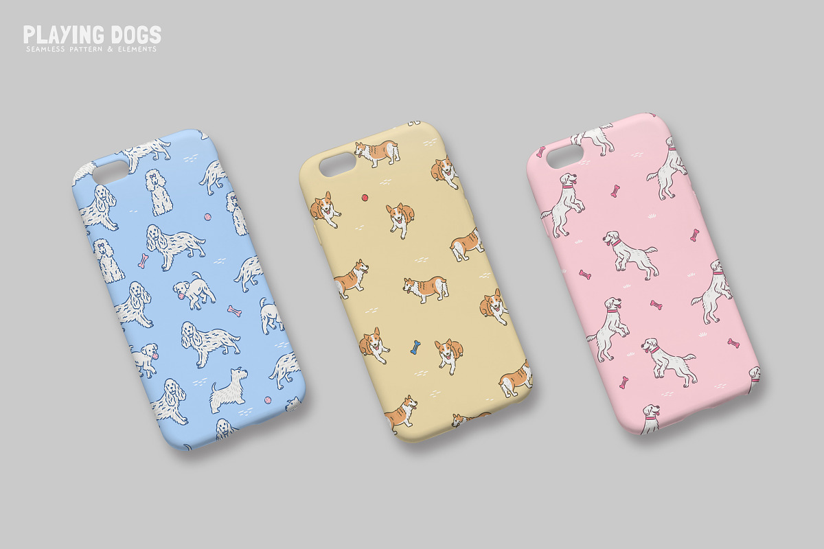 Playing Dogs Patterns & Elements, an Animal Illustration by monkik (Photo 10 of 12)