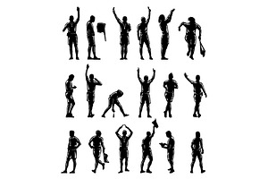 Set of 18soccer referee varied poses