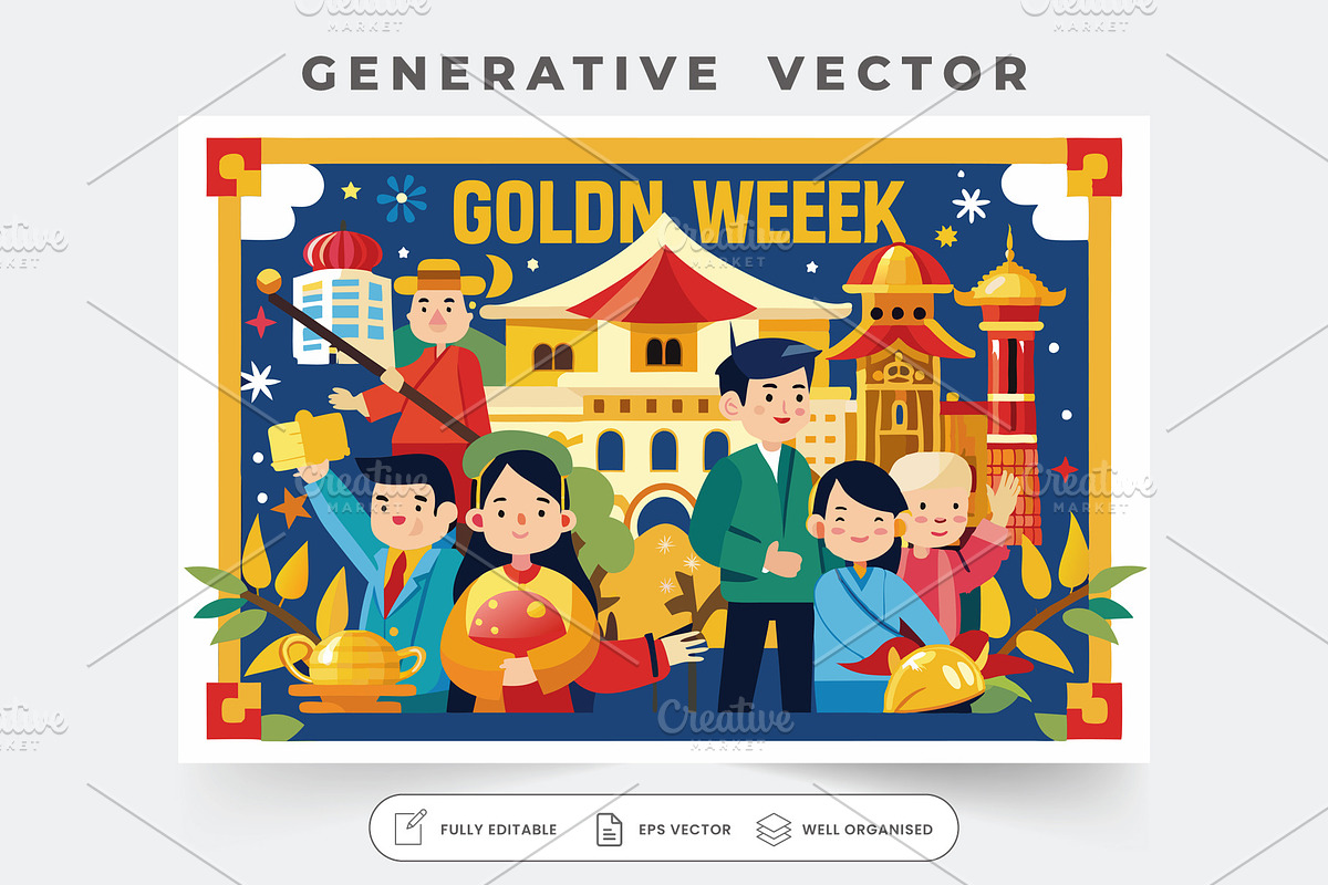 People enjoy Golden Week festivities, a Graphic by Iftikhar Alam
