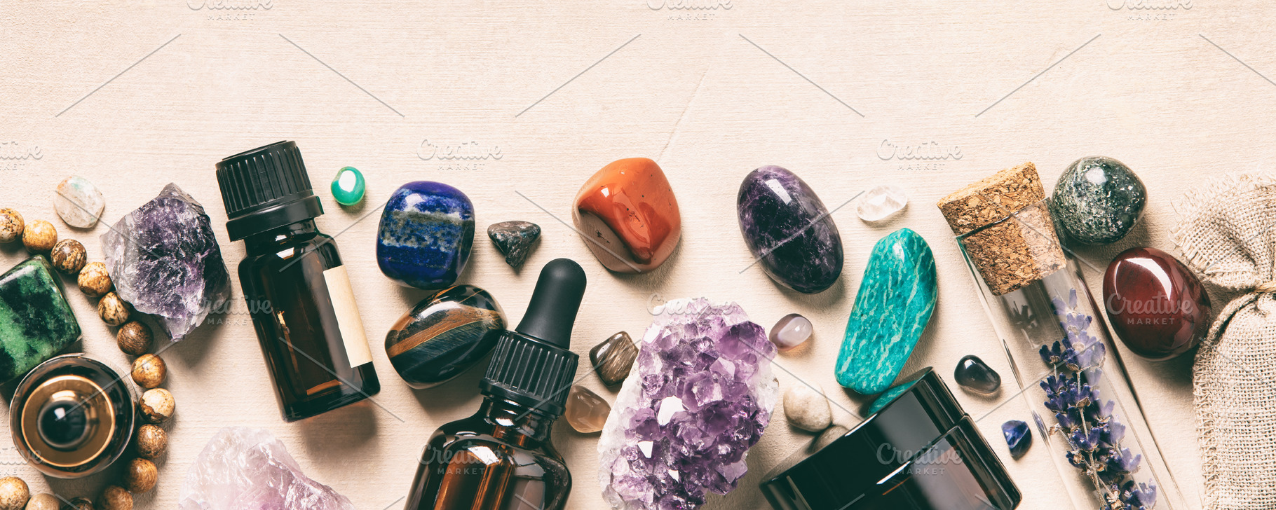 Spiritual Collection of Healing Crystals and Herbs for Wellness, a Health & Medical Photo by Natalia Klenova's Shop