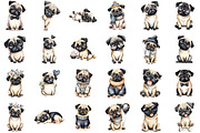 Cute Watercolor Pug Dog PNG, an Animal Illustration by Sublimation Artist (Thumbnail 2 of 6)