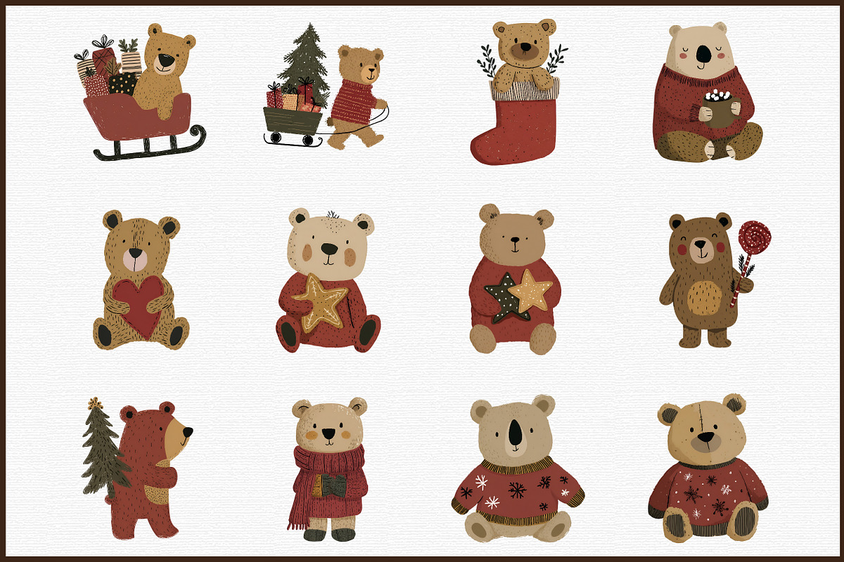 Watercolor Christmas Teddy Bear Clip, an Animal Illustration by Sublimation Artist (Photo 3 of 6)