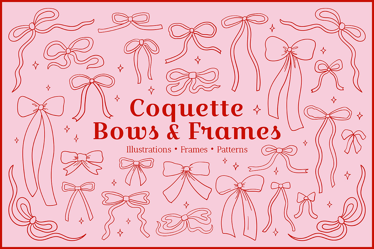 Coquette Bows, Frames and Patterns, an Object Graphic by Felizabeth Design (Photo 1 of 14)