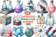 Science Lab Watercolor Clipart, an Illustration by DreamCafeArt (Thumbnail 1 of 5)