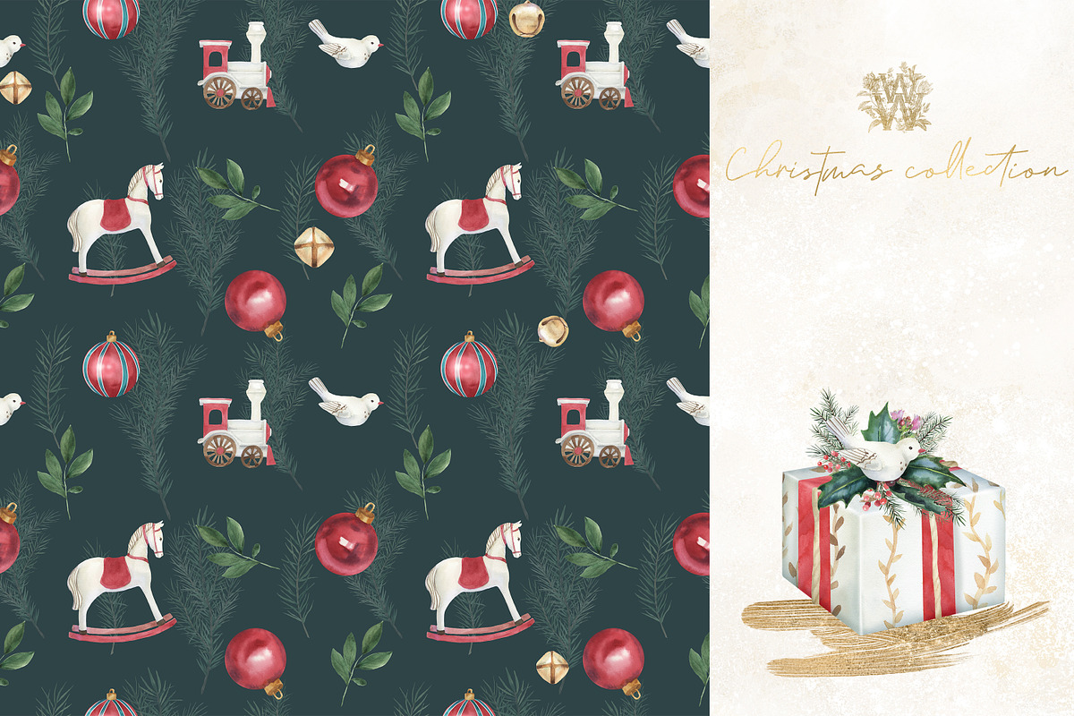 Watercolor Christmas clip art set, an Illustration by WonderWonder (Photo 5 of 21)