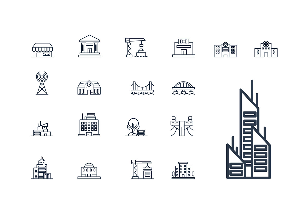 Urban Infrastructure Icons Set preview 2