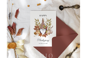 Happy Thanksgiving Gnome Card Fall