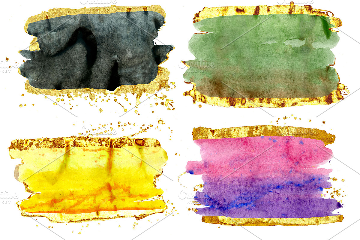 Watercolor Brush Strokes with gold, a Texture Illustration by Watercolor fantasy (Photo 7 of 8)