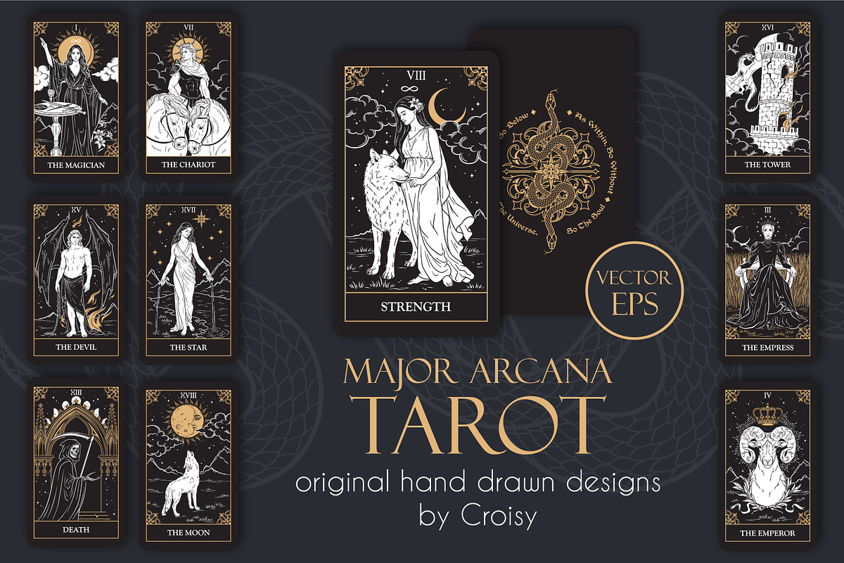 Tarot Major Arcana & Aces Vector Art, a Decorative Illustration by Croisy (Photo 1 of 8)
