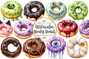 Spooky Halloween Donut Clipart, an Illustration by OK Design (Thumbnail 1 of 5)