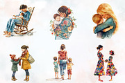 caring mom Watercolor clipart, a Seasonal Illustration by RobertsArt (Thumbnail 7 of 7)