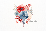 Denim Blue and Red Cream Flower, an Object Illustration by New-School-Wave (Thumbnail 3 of 5)