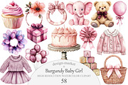 Burgundy Baby Girl Clipart, an Illustration by Design Market (Thumbnail 1 of 7)