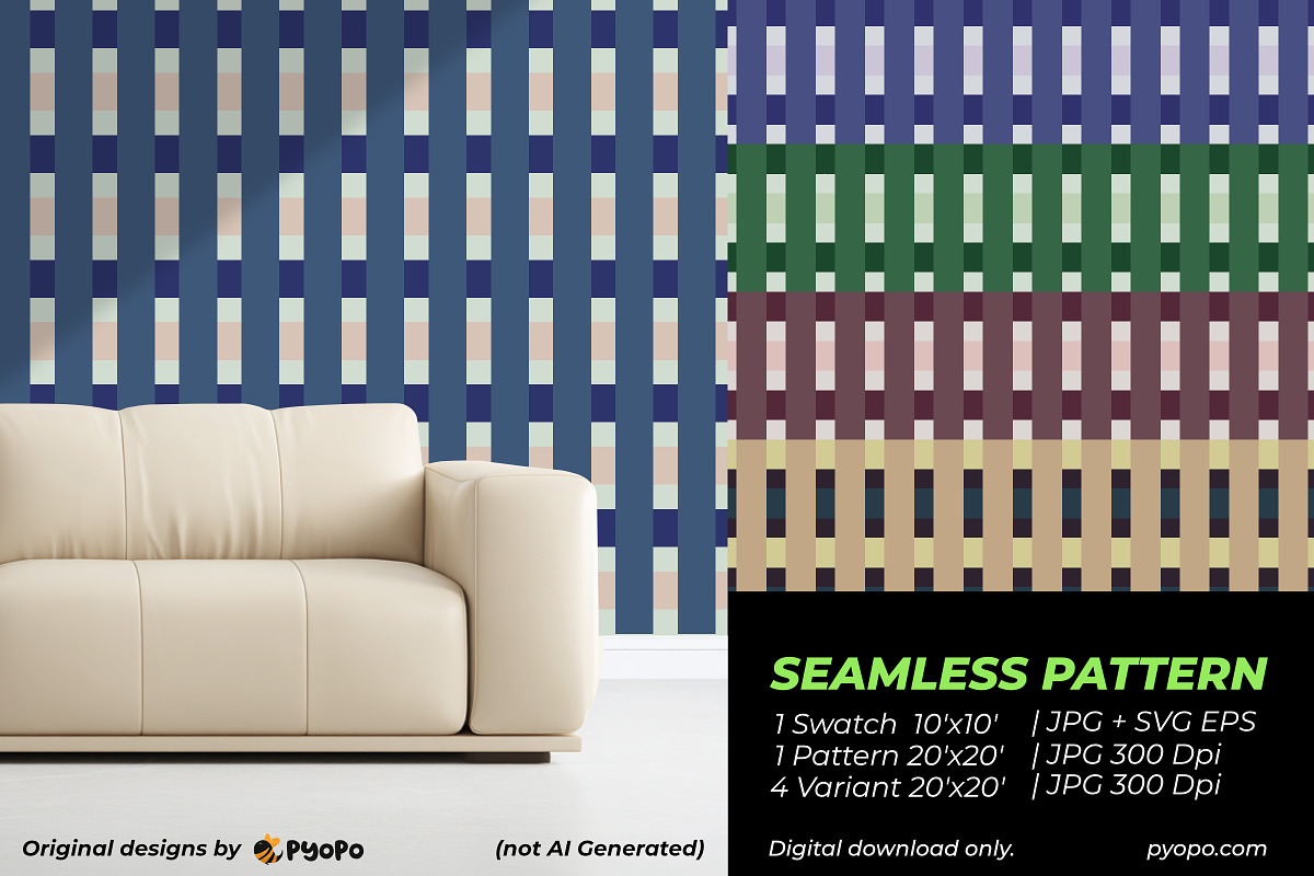 Striped Grid Geometric Pattern, a Pattern Graphic by Pyopo (Photo 2 of 3)