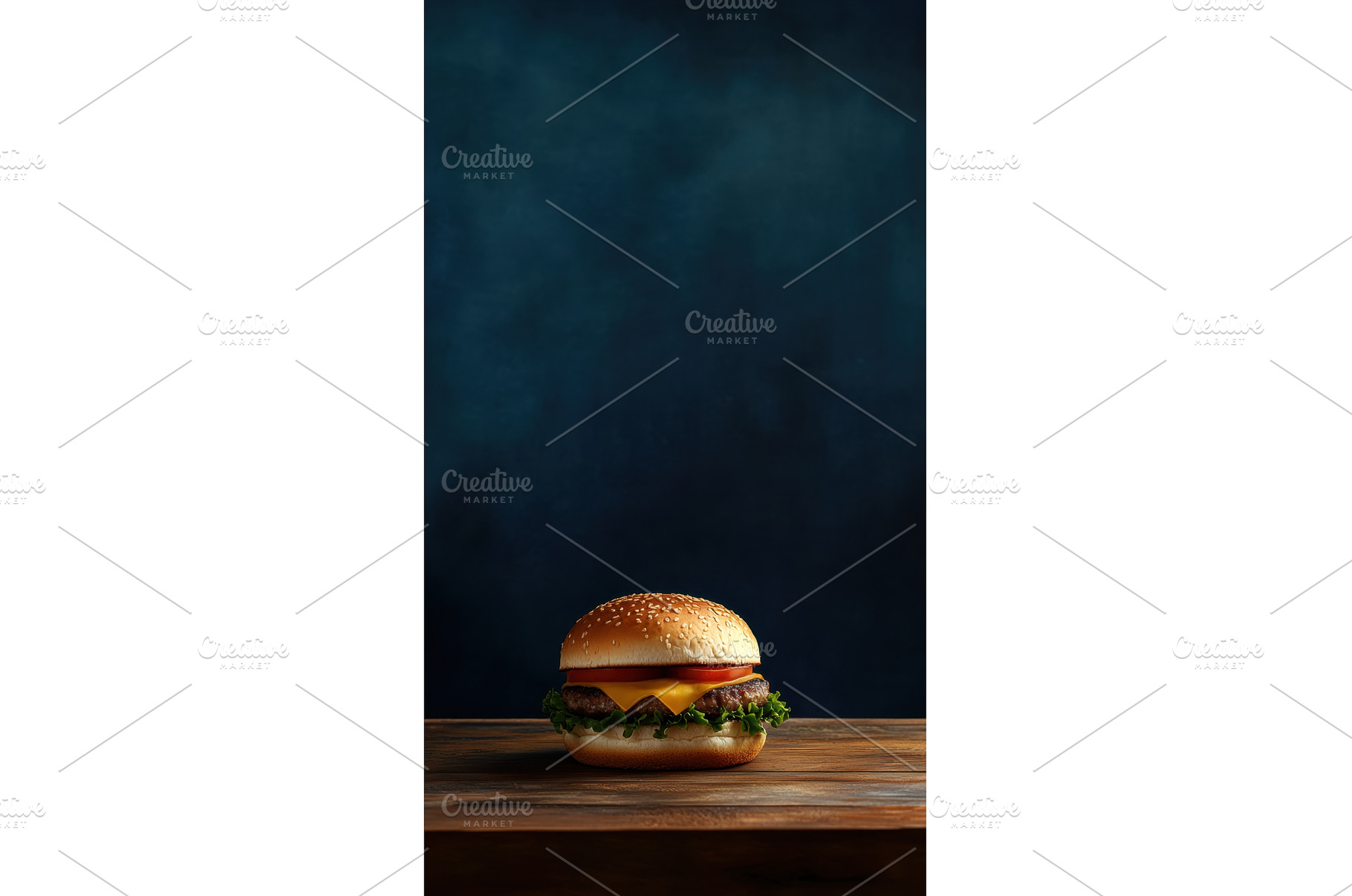 Crafted burger on wood table, a Food & Drink Photo by Beautiful things