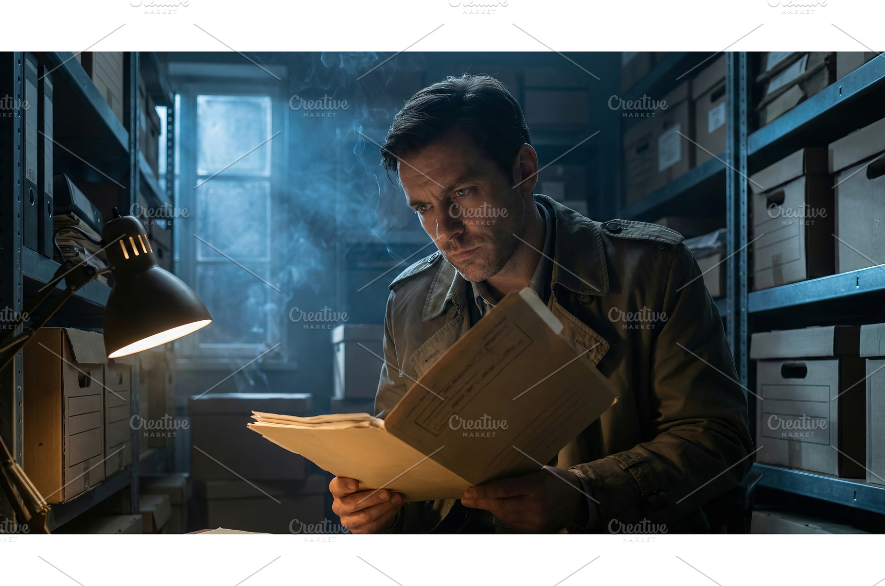 Detective Reviews Files, a Person Photo by CREATIVEDEF