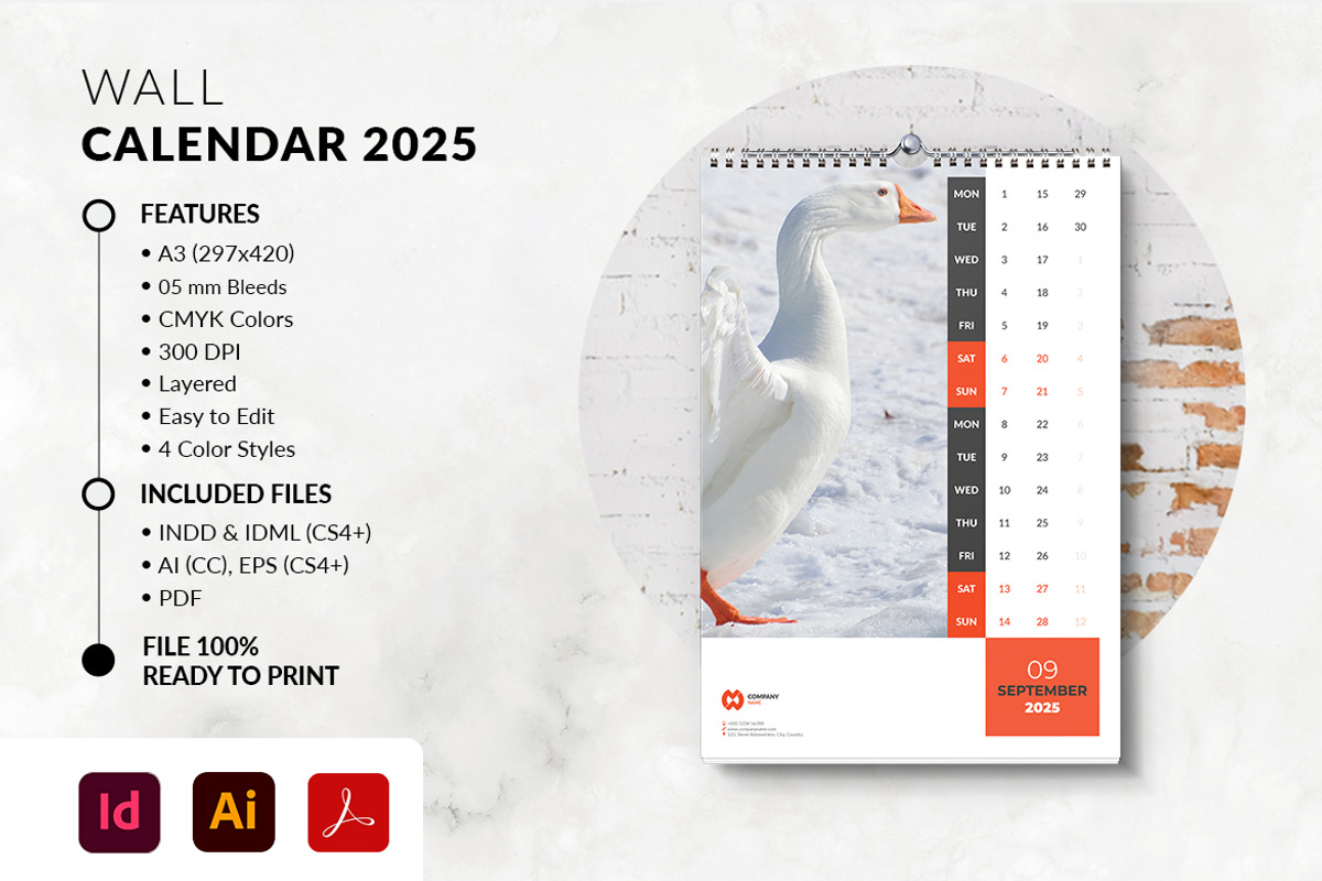 Wall Calendar 2025 Printable, a Stationery Template by MstArtwork (Photo 4 of 6)