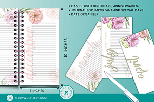 12 Month Flower Calendar Notepad