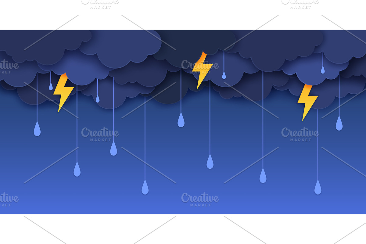 Paper cut rain and clouds, a Seasonal Illustration by Buch&Bee