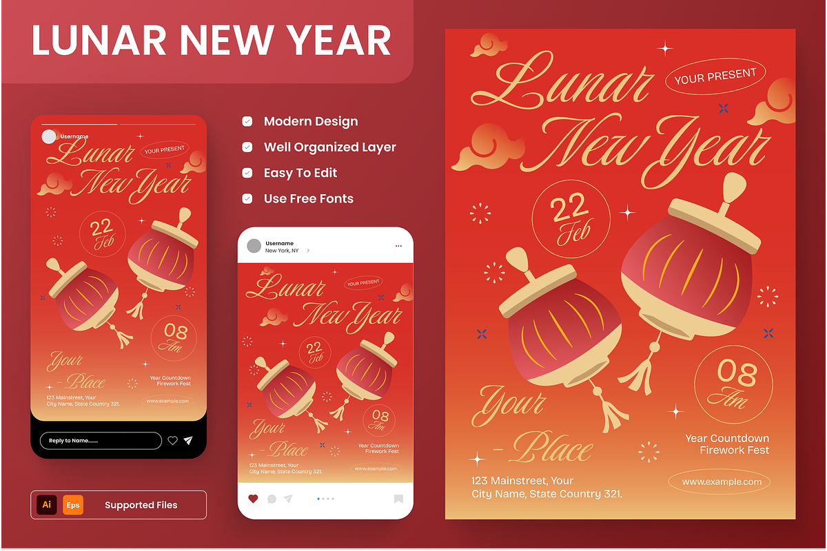 Lunar New Year Flyer, a Flyer Template by Annora Studio (Photo 1 of 6)