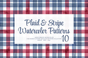 Plaid & Stripe Watercolor Patterns, a Texture Illustration by YarovaArt (Thumbnail 1 of 9)
