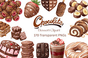 Watercolor Chocolate Dessert Clipart, a Food Illustration by Stellalunarts (Thumbnail 1 of 14)