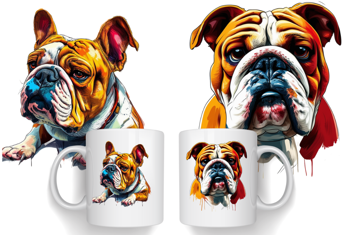Caricature Cartoon British Bulldogs, an Animal Illustration by PrintHaven Designs (Photo 6 of 9)