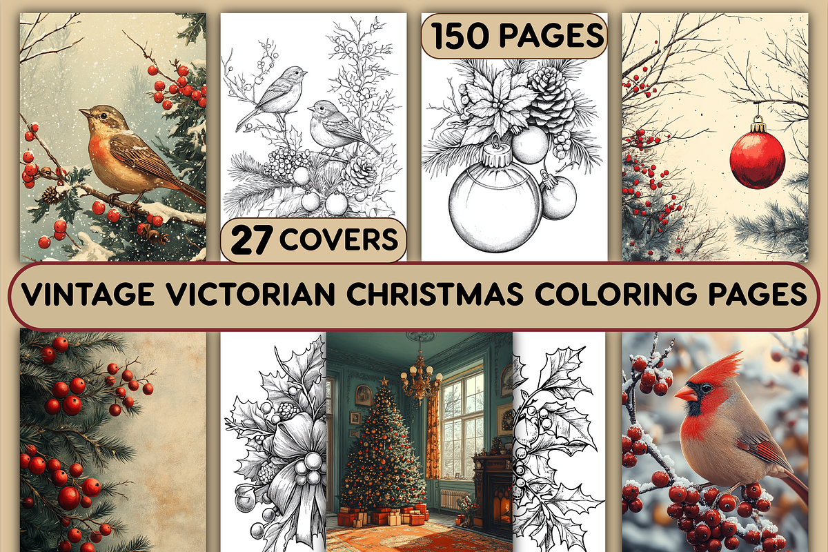 Vintage Victorian Christmas Pages, a Seasonal Illustration by BrandlyTemplate (Photo 1 of 4)
