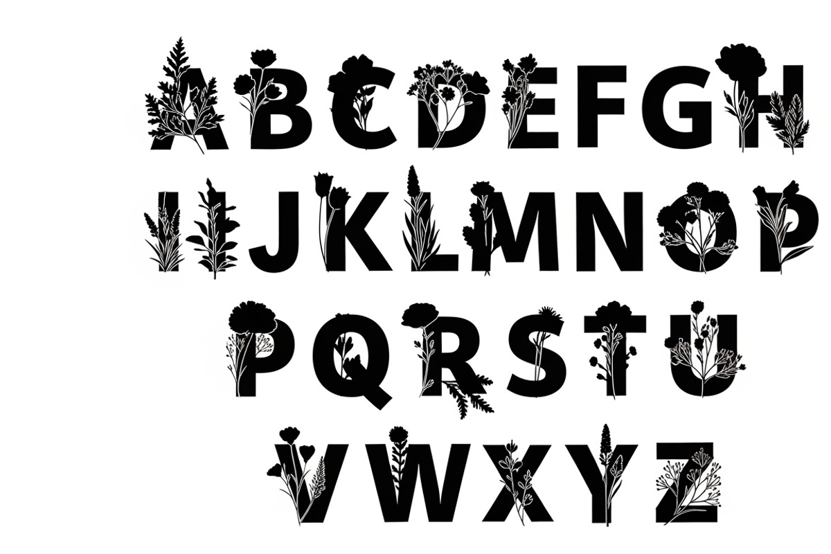 Beautiful flower alphabet set floral, an Illustration by Amazin_art (Photo 19 of 31)