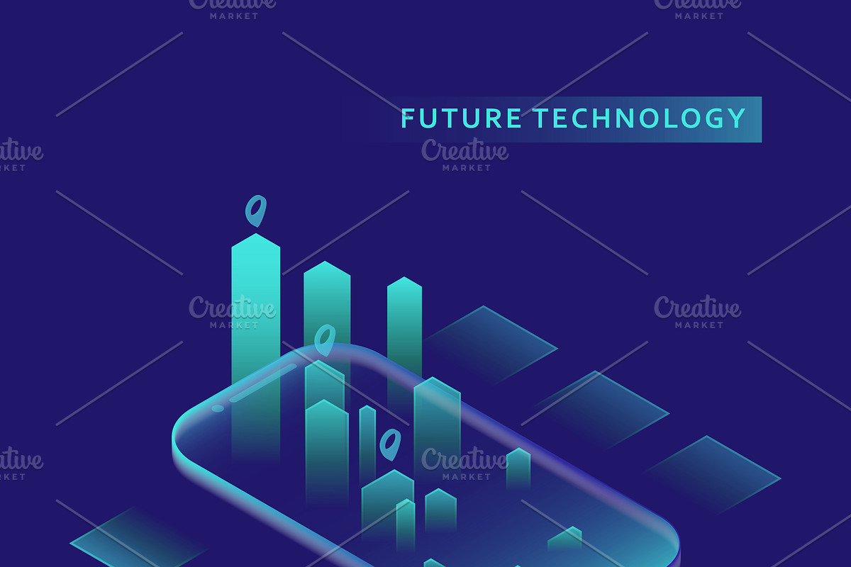 Smartphone with graphs in isometric, an iPhone Mockup by majcot (Photo 2 of 6)