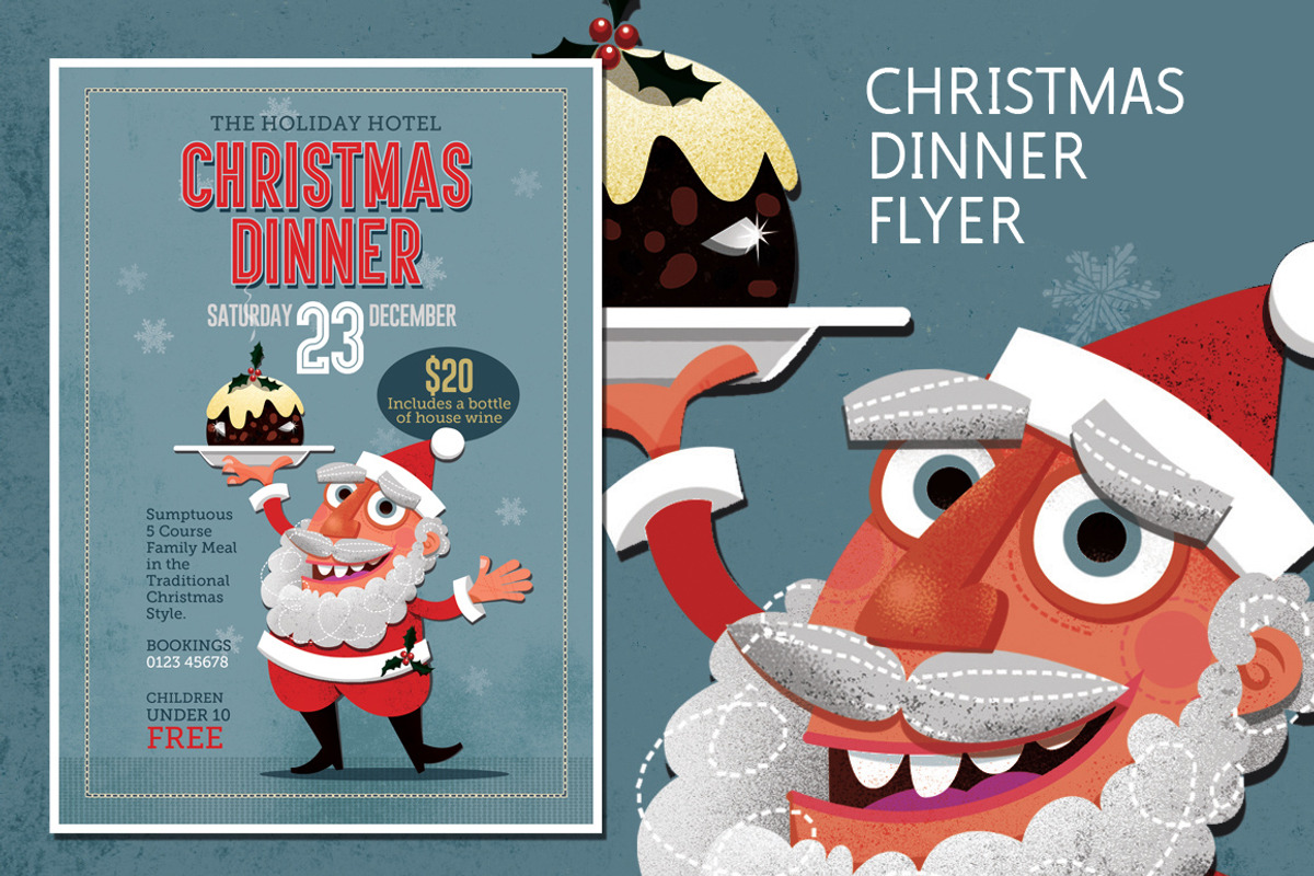 Christmas Dinner Flyer Template, a Flyer Template by JoZOO (Photo 1 of 2)