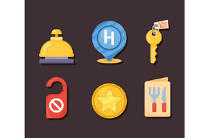 six hotel service icons, an Object Illustration by studiogstock