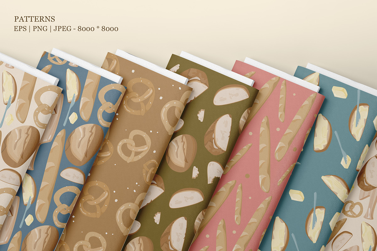 Pastries Bakery Clipart & Pattern, a Food Illustration by Vaniuta_Art (Photo 6 of 13)