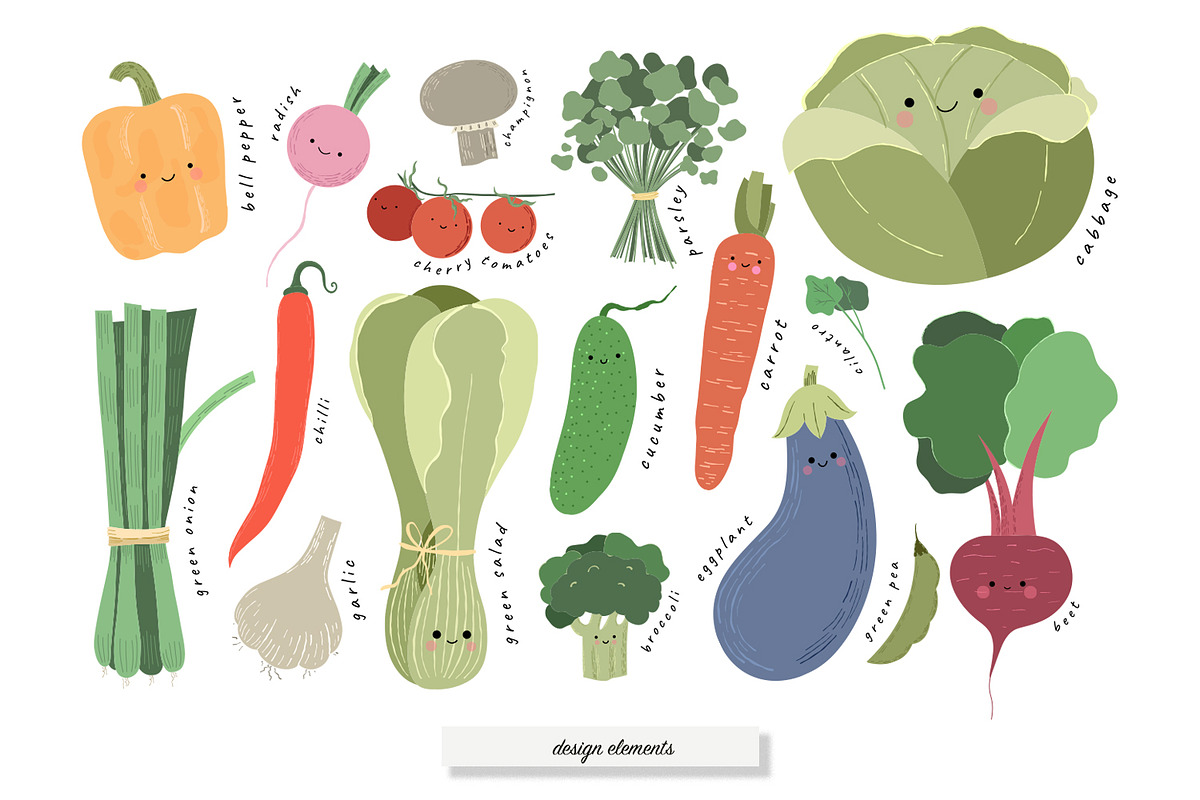 Fresh vegetables vector set, a Decorative Illustration by GingerbirbArt (Photo 2 of 6)