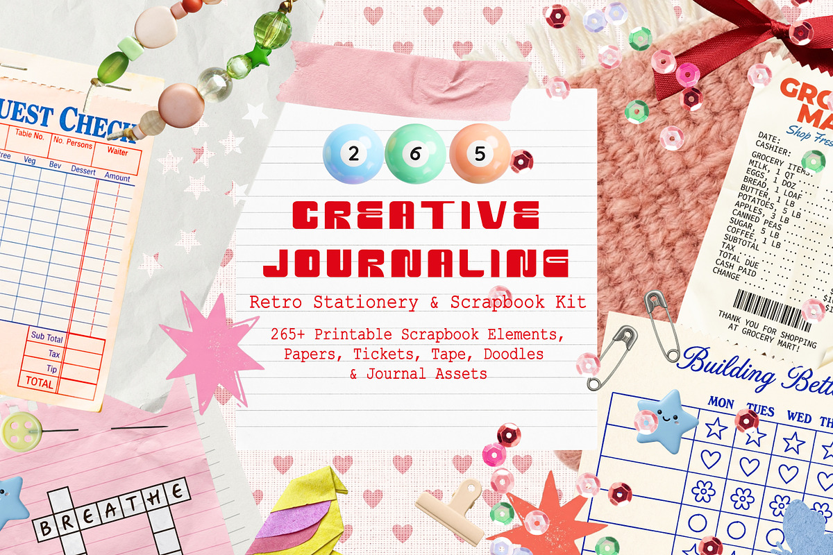 Retro Journaling Scrapbook Kit, an Object Graphic by DreamoraArt (Photo 1 of 12)