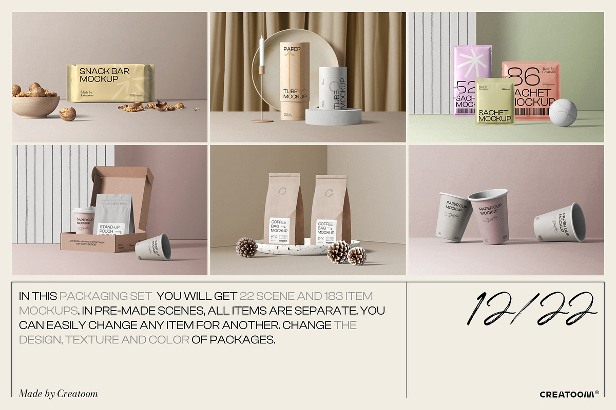 Mockup packaging set - part 1, a Cups & Container Mockup by Creatoom (Photo 4 of 11)